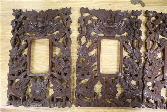 Six Chinese carved wood frames